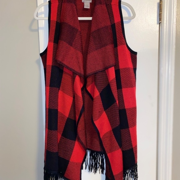 New Directions Weekend size medium ladies buffalo plaid long vest - Picture 2 of 6